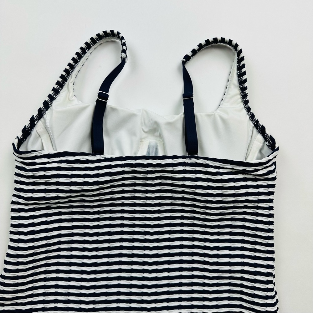 Lands’ End Navy White Striped Tankini Top Size 4 - Picture 4 of 8